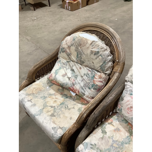 Bamboo cane conservatory sofa & 2 chairs will need cushions recovering
