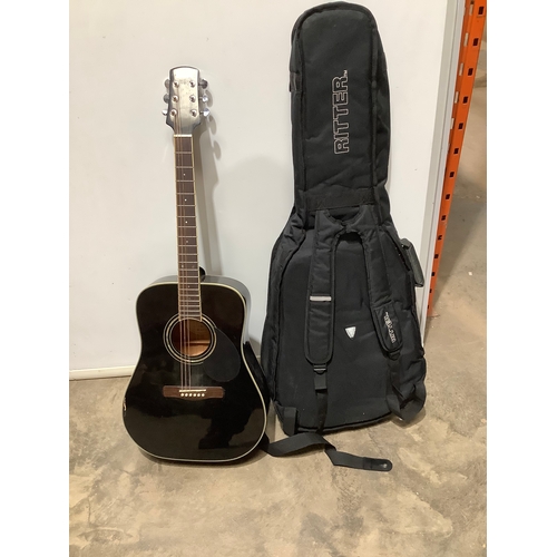 178 - Black acoustic guitar in case
