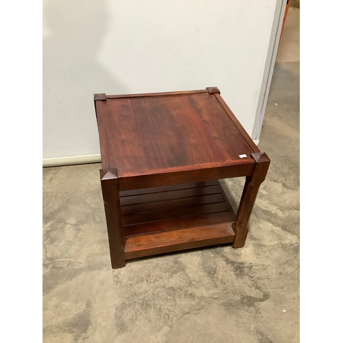 199 - Dark wood square low side coffee table