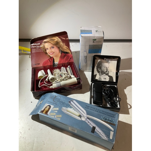 156 - Beard trimmer, oral irrigator toothbrush,ionic 3 in 1 straightener plus a hair styler set