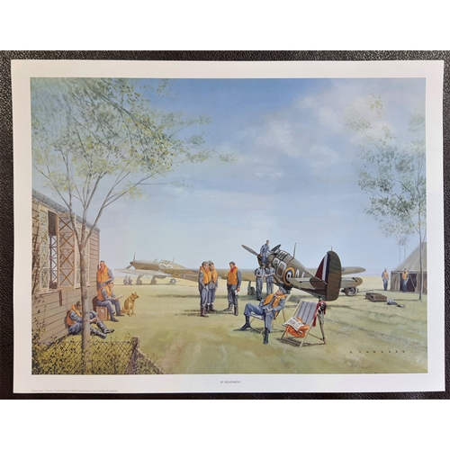 128A - 2 colour prints of airplanes “At Readiness” and “After the Battle” both by John Sturgess. Sealed. Si... 