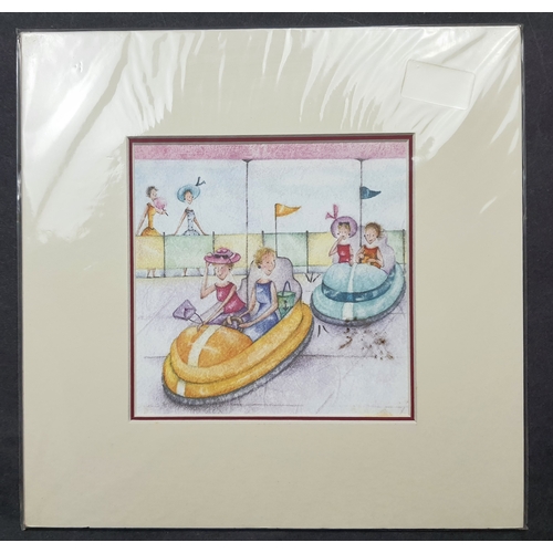 113A - 4 x  pastel-coloured prints of “Ladies who Lunch” in double mounts. Sealed. Size: 28 cm x 28 cm.