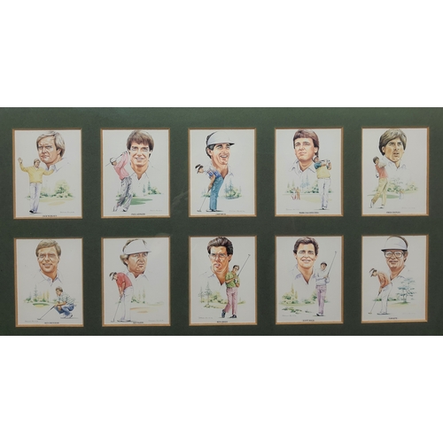 104A - Framed and glazed “American Golfers” a series of 20 cigarette card style prints. Published by Imperi... 