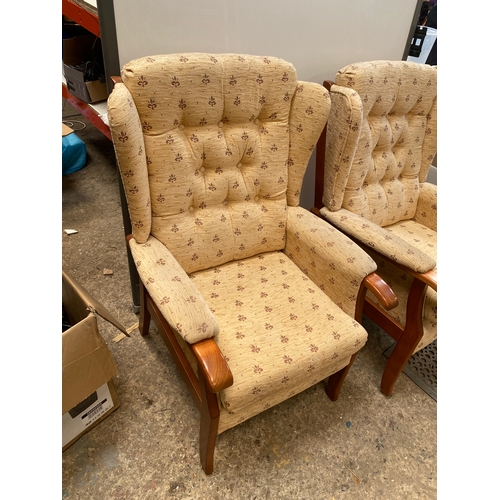 336 - Nice matching pair of winged back armchairs