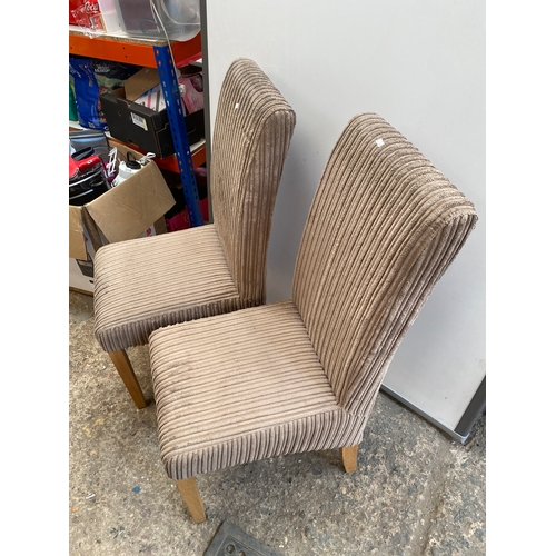 425 - Corduroy style pair of dining chairs