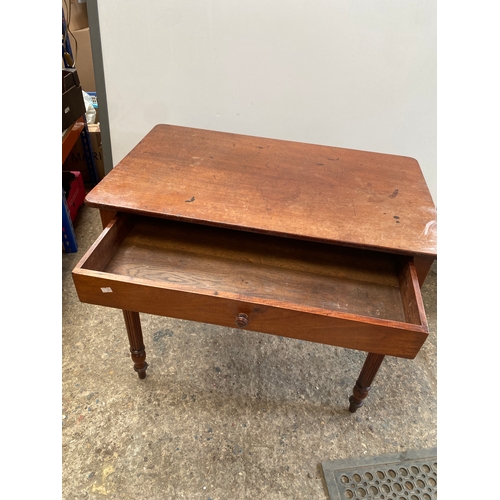 436 - Mid century, Gillows style solid table with drawer. Well built piece and excellent potential for upc... 