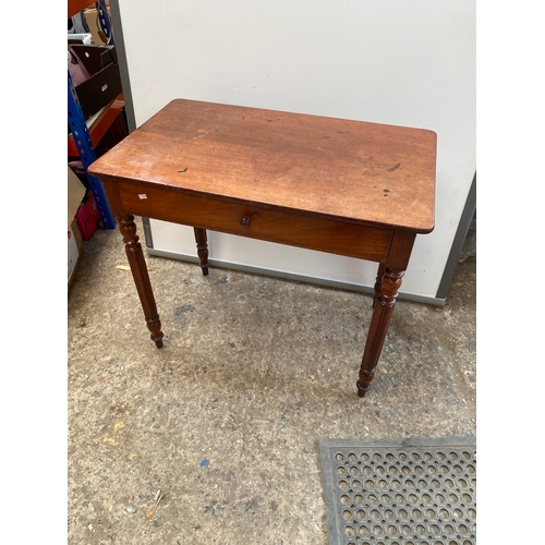 436 - Mid century, Gillows style solid table with drawer. Well built piece and excellent potential for upc... 