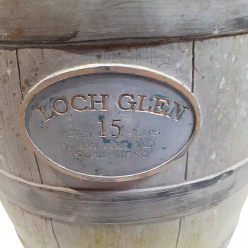 1 - Barrel planter in moulded plastic. Loch Glen aged 15yr Scotch. Glennerster and Sons Distiller. Appro... 