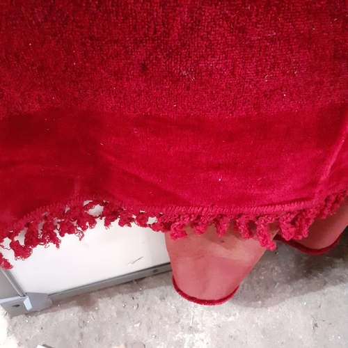 4 - 2 large vintage chenille throws. One roughly single bed size, the other more square. Red velvet bord... 