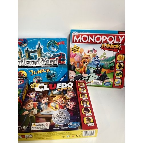 368 - Selection of junior games, including monopoly the game of life Cluedo Junior and more