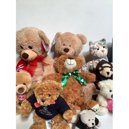 396 - Box full of some lovely cuddly toys includes a Liverpool bear