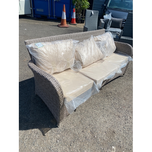 335A - Rattan garden sofa with cushions