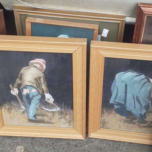 35 - Large quantity of picture frames - some with gold gilt & some with woven samplers