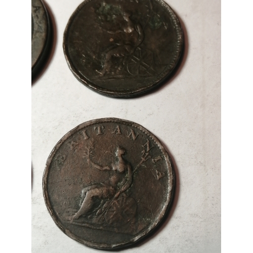 22A - Collection of 4 George III copper coins : 1797 penny and halfpennies 1799,1806 and 1807