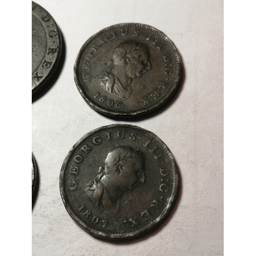 22A - Collection of 4 George III copper coins : 1797 penny and halfpennies 1799,1806 and 1807