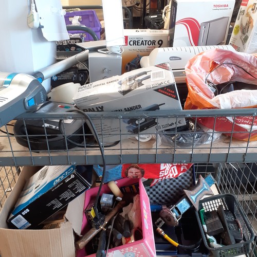 30B - A very large mixed lot of electrical items and tools.  Includes a vax cordless vacuum, laminator, ha... 