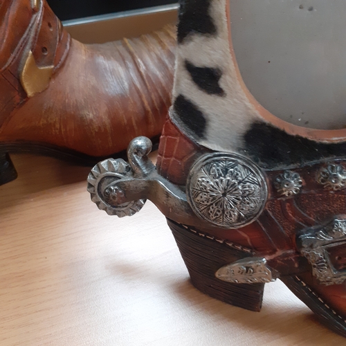 9 - Cowboy boot ornament and picture frame. Ornament stands a foot tall. Great detail