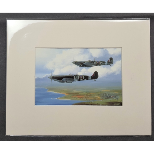 318A - 4 colour prints of WWII planes in mounts. Individually sealed. Size: 25. 5 cm x 20.5 cm.