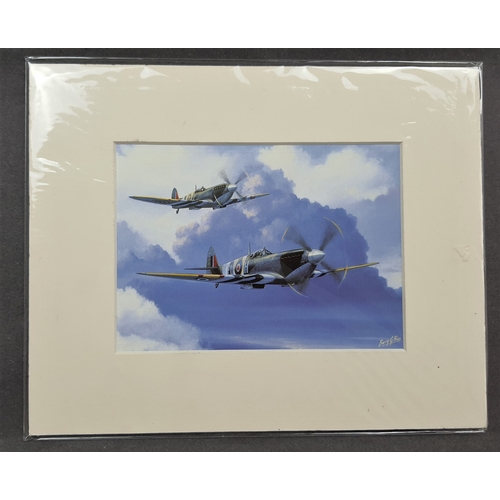 318A - 4 colour prints of WWII planes in mounts. Individually sealed. Size: 25. 5 cm x 20.5 cm.