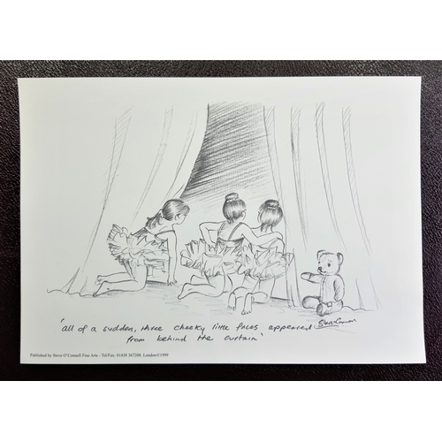 317A - 3 prints of pencil drawings of little ballerinas. Published by Steve O’Connell. Sealed. Size: 30 cm ... 