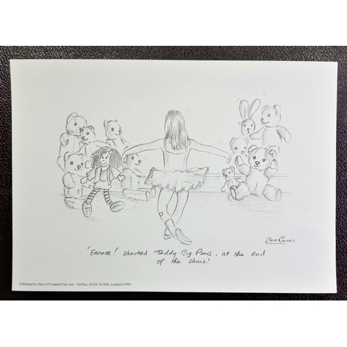 317A - 3 prints of pencil drawings of little ballerinas. Published by Steve O’Connell. Sealed. Size: 30 cm ... 