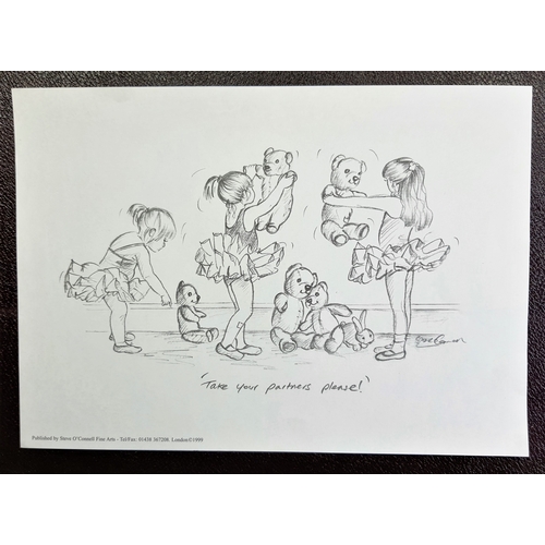 317A - 3 prints of pencil drawings of little ballerinas. Published by Steve O’Connell. Sealed. Size: 30 cm ... 