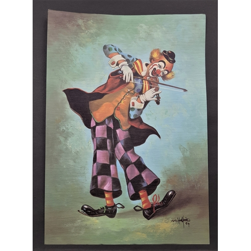 308A - 3 colour prints of clowns/Pierrot. Size: 35 cm x 50 cm