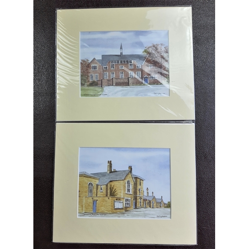 307A - “Spalding Grammar School” and “Spalding Railway Station”. 2 colour prints in mounts by Betty Adams. ... 