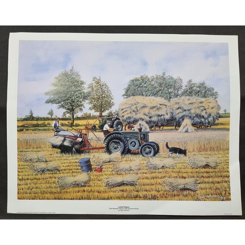 303A - 3 colour prints of tractors with binders by Ray Hutchins. “The Picnic” M-H Tractor and Binder, “ Loa... 