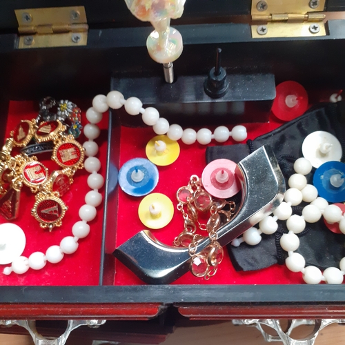 12 - Mixed lot consists of a vintage wooden box containing sewing items, a wooden jewellery box with draw... 