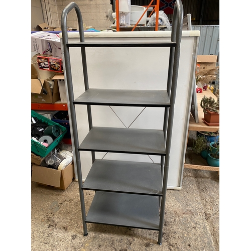 311 - 6ft tall wood & metal shelving unit