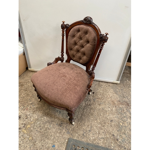 389 - Upholstered low boudoir/nursing chair in nice condition