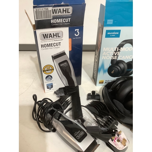 261 - Wahl homecut corded hair clipper plus soundcore multi-mode active noise cancelling headphones