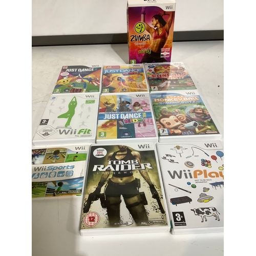 338 - Collection of Wii includes just dance tomb raider Zumba and more