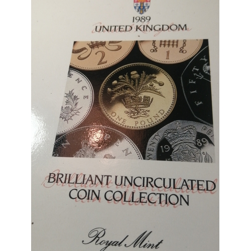 28A - 1989 Brilliant uncirculated set 1 pound to 1p (7 coins)