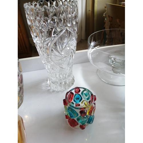 41A - Selection of glassware including Carnival glass posy bowl and vases