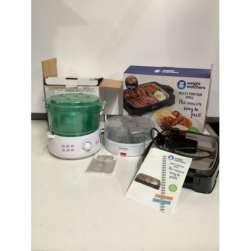 363 - Studio three tier round food steamer, severin yoghurt maker & weight watchers multi portion grill