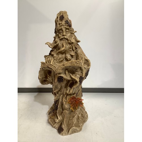 411 - Tall Resin figure of tree wizard reading a spell book