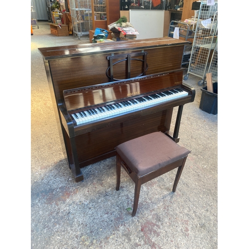 378 - Holder Brothers piano and stool - very heavy - please call before bidding if you require a delivery ... 