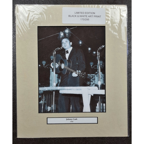 123A - “Johnny Cash 1968”. Limited edition (170/295) Black & White art print by Rock Republic. Sealed. Size... 