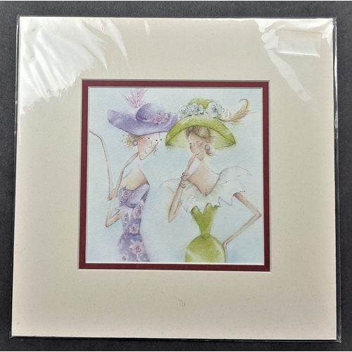 124A - 5 x pastel-coloured prints in double mounts. Sealed. Size: 28 cm x 28 cm.