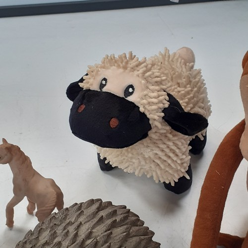 10 - Collection of animal ornaments, including sheep, monkeys, horses, a stuffed rat!  and more. Various ... 