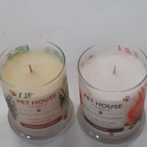 17 - 2 x Pet House candles. Evergreen Forest and Fireside. Brand new condition