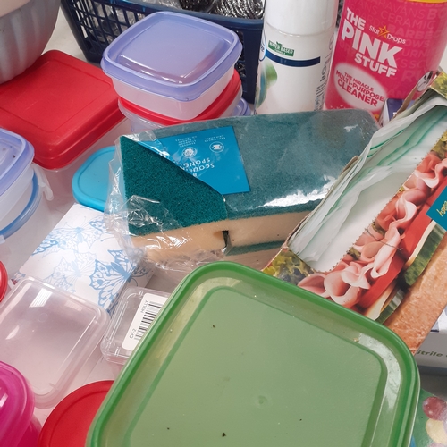 29 - Large lot of kitchen items , including a Juicing Jack juicer, lots of lidded storage containers in v... 