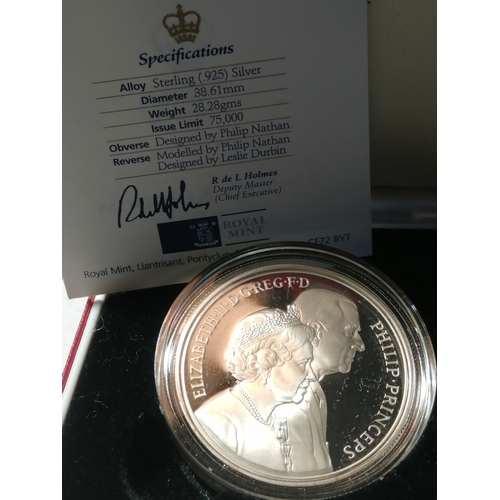 31A - 1997 silver proof 5 pounds coin (Golden Wedding anniversary) in red presentation box