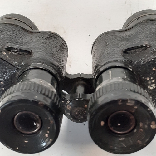 40 - Pair of wartime binoculars, No2 Mk2. Green colour with signs of use and fairly heavy wear. Some scra... 