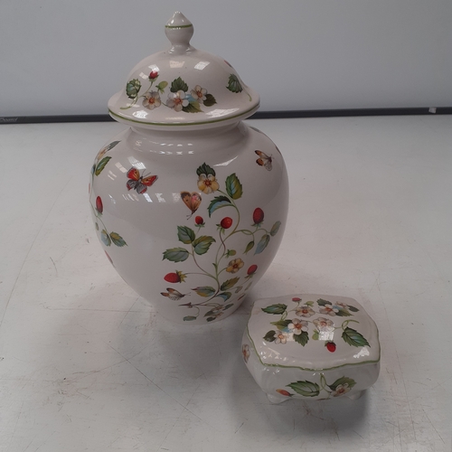 1 - James Kent, Old Foley, Strawberry pattern lidded ginger jar and trinket box. Very good, clean condit... 