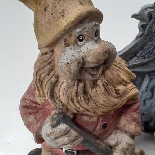 8 - Garden gnomes, wizard and a sheep. Most are stone, and a couple of moulded material. Some general we... 