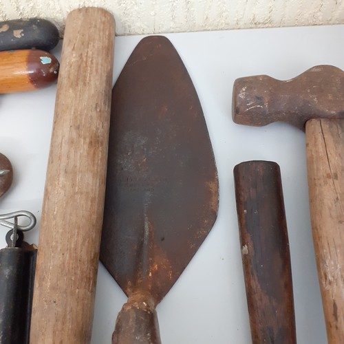 12 - A good quantity of mainly old hand tools. Includes hand 1lb clump hammer, a Sheffield made Marples s... 