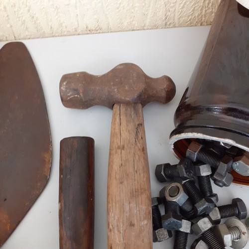 12 - A good quantity of mainly old hand tools. Includes hand 1lb clump hammer, a Sheffield made Marples s... 